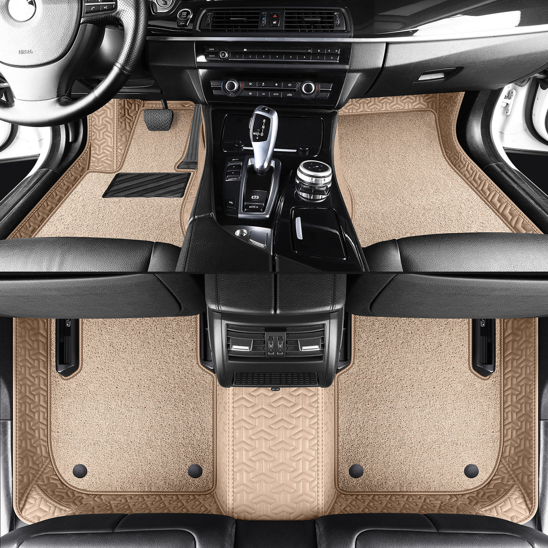 Luxury Custom Double-Layer Car Floor Mats, Top Layer: Stretch Carpet