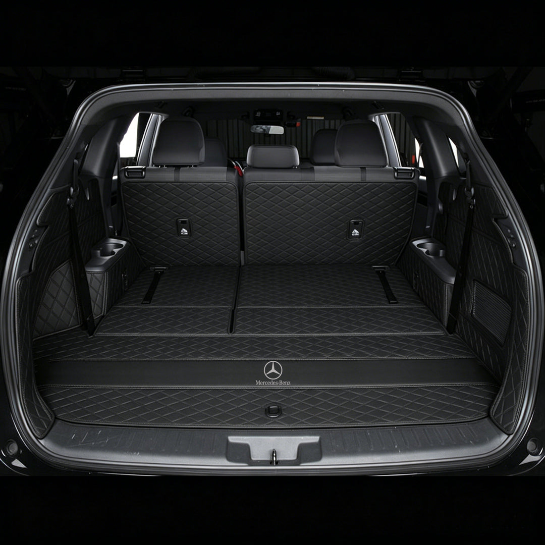 Mercedes-Benz-specific trunk liner, waterproof cargo liner featuring the Mercedes-Benz logo